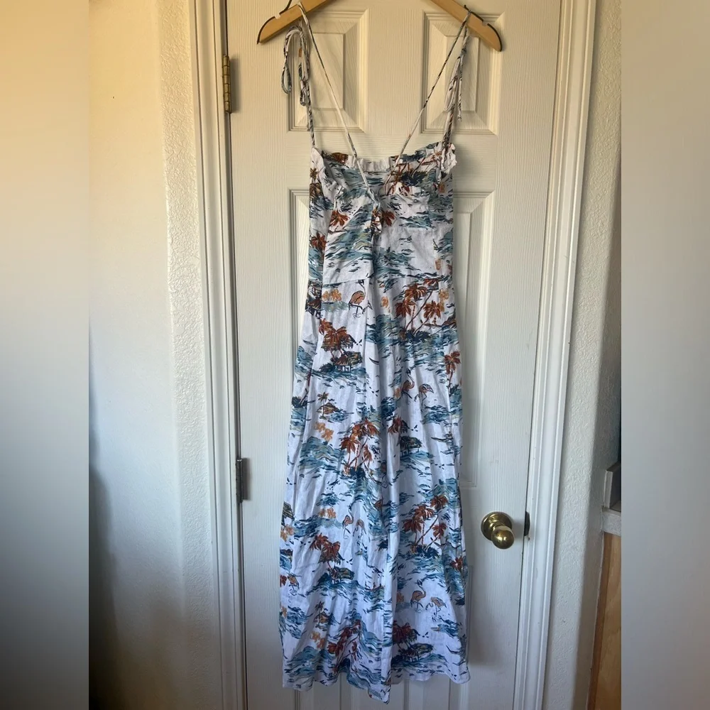 Free People Beach Party Dress, Tropical Linen Vacation Size 6 - Picture 9 of 16